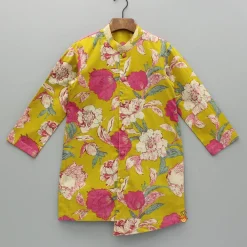 Online Floral Printed Stylish Hem Kurta With Pyjama BOY Indian Ethnic Wear | Ethnic Sets