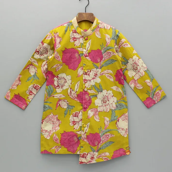 Online Floral Printed Stylish Hem Kurta With Pyjama BOY Indian Ethnic Wear | Ethnic Sets