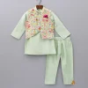 Hot Floral Printed Thread Work Jacket With Green Kurta And Pyjama BOY Indian Ethnic Wear | Ethnic Sets