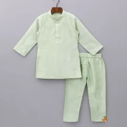 Hot Floral Printed Thread Work Jacket With Green Kurta And Pyjama BOY Indian Ethnic Wear | Ethnic Sets