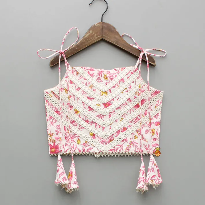 Sale Floral Printed Tie Up Strappy Top And Lehenga Twinning Sets | Ethnic Wear