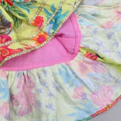 Sale Floral Printed Tie Up Strappy Dual Tone Top And Layered Lehenga Ethnic Wear | Lehengas & Ghagras