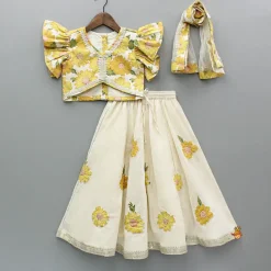 Discount Floral Printed Top And Lehenga With Dupatta Twinning Sets | Ethnic Wear