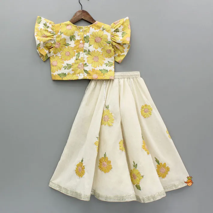 Discount Floral Printed Top And Lehenga With Dupatta Twinning Sets | Ethnic Wear