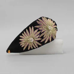 Sale Floral Sequin-Embroidered Black Hair Band Hair Accessories | Hair Bands