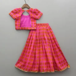 Sale Floral Sequins Embellished Printed Pink Top And Lehenga With Pearls Lace Detail Dupatta Ethnic Wear | Lehengas & Ghagras