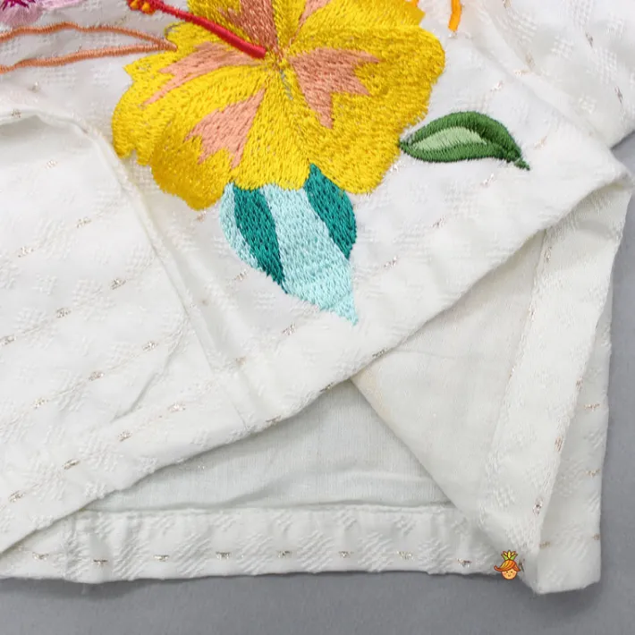 Online Floral Thread Embroidered Top And Pleated Lehenga With Net Dupatta Ethnic Wear | Lehengas & Ghagras