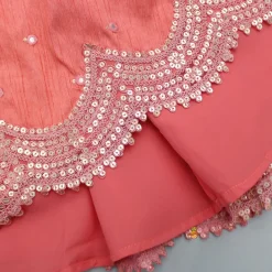 Outlet Floral Thread Embroidered Halter Neck Top And Peach Lehenga Ethnic Wear | Lehengas & Ghagras
