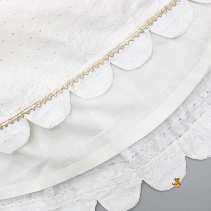 Online Floral Thread Embroidered Top And Pleated Lehenga With Net Dupatta Ethnic Wear | Lehengas & Ghagras