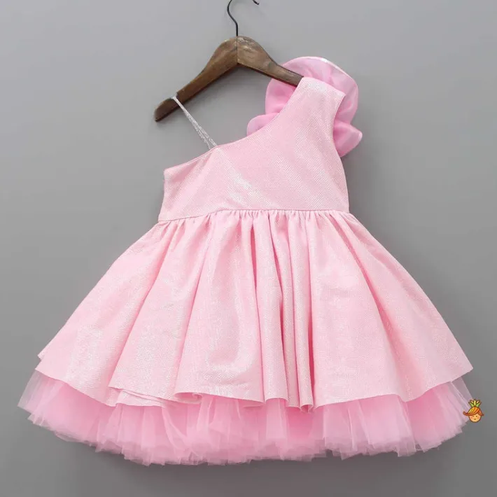 Best Flower Adorned One Shoulder Dress With Matching Hairband Dresses & Sets | Dresses