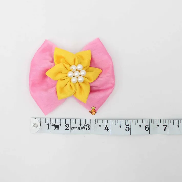 Best Flower Adorned Pink And Yellow Two Tone Hair Clip Hair Accessories | Hair Clips