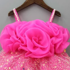 Best Flower Adorned Strappy Net Pink Dress Dresses & Sets | Dresses