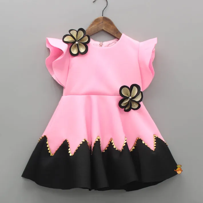New Flower Embellished Pink Dress With Sling Bag Dresses & Sets | Dresses