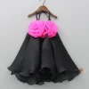 Sale Flower Enhanced Halter Neck Flared Black Dress Dresses & Sets | Dresses