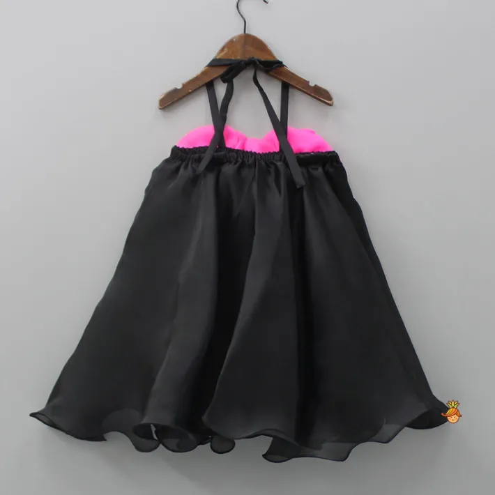 Sale Flower Enhanced Halter Neck Flared Black Dress Dresses & Sets | Dresses