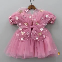 Best Flower Enhanced Pink Butterfly Wings Dress With Head Band Dresses & Sets | Dresses