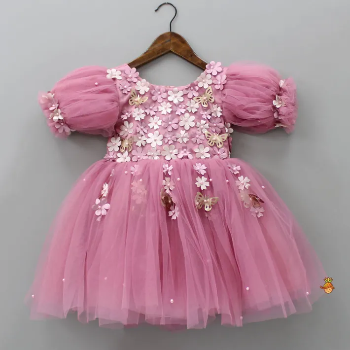 Best Flower Enhanced Pink Butterfly Wings Dress With Head Band Dresses & Sets | Dresses