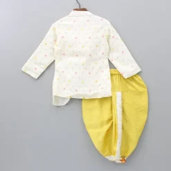 Hot Flowers And Sequins Embellished Off White Kurta With Dhoti BOY Indian Ethnic Wear | Ethnic Sets
