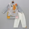 Discount Foral Printed Attached Flap Colour Block Kurta With Pyjama BOY Twinning Sets | Indian Ethnic Wear