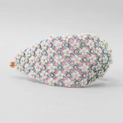 Best French Crepe Dual Tone Checks Embroidered Hair Band Hair Accessories | Hair Bands