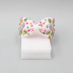 Best French Crepe White Hand Embroidered Hair Band Hair Accessories | Hair Bands