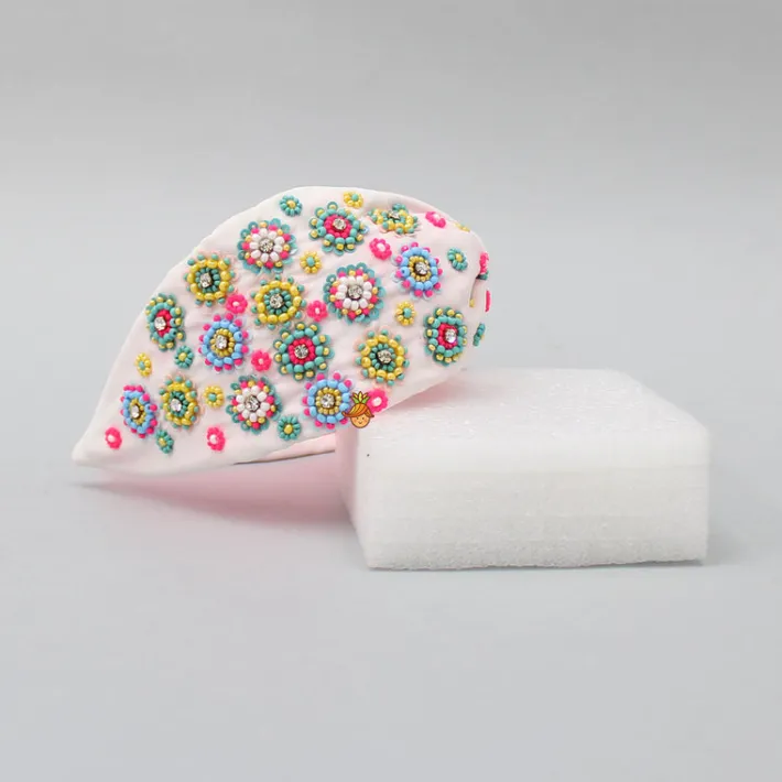 Best French Crepe White Hand Embroidered Hair Band Hair Accessories | Hair Bands