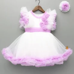 Best Frilly Flower Enhanced Dress With Matching Hairclip Dresses & Sets | Dresses