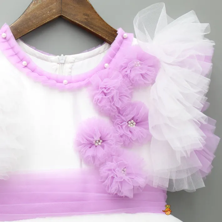 Best Frilly Flower Enhanced Dress With Matching Hairclip Dresses & Sets | Dresses