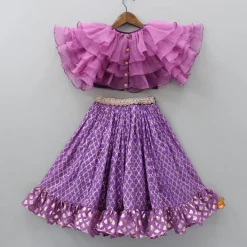 Discount Frilly Layered Top With Zari Thread Work Lehenga Twinning Sets | Ethnic Wear