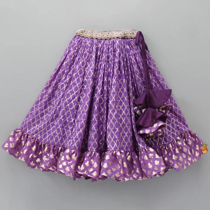 Discount Frilly Layered Top With Zari Thread Work Lehenga Twinning Sets | Ethnic Wear