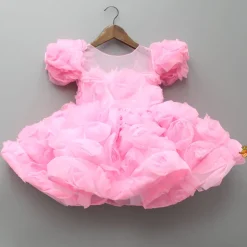 Best Frilly Pink Dress With Detachable Bow And Matching Swirled Headbow Dresses & Sets | Dresses