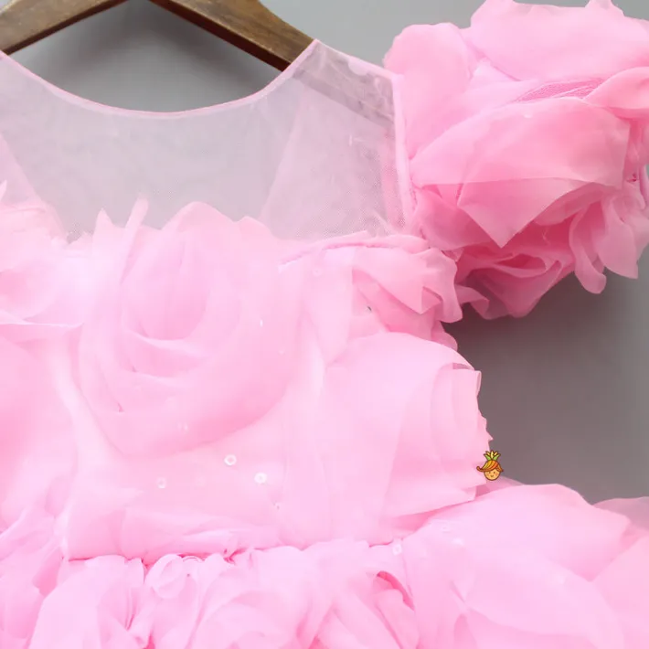 Best Frilly Pink Dress With Detachable Bow And Matching Swirled Headbow Dresses & Sets | Dresses
