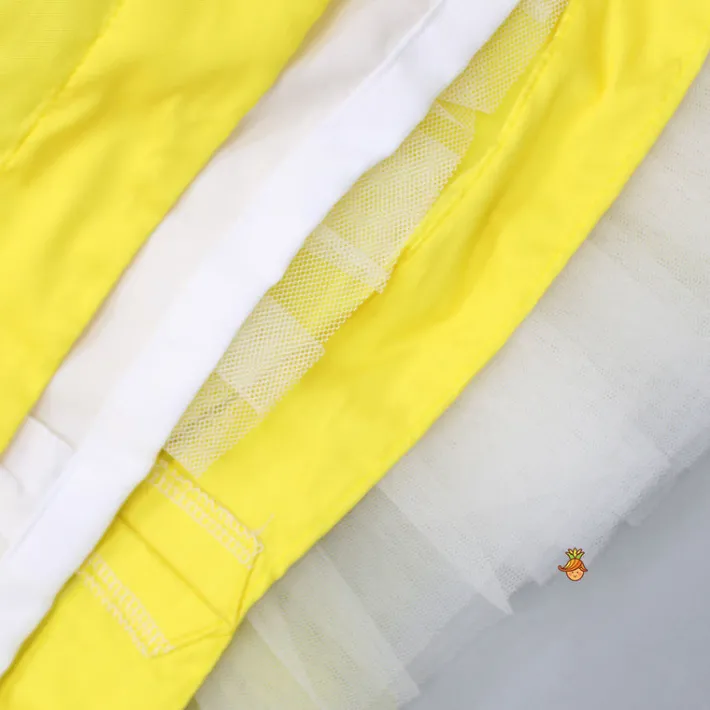 Best Frilly Sequin Work Yellow Dress With Matching Hair Clip Dresses & Sets | Dresses