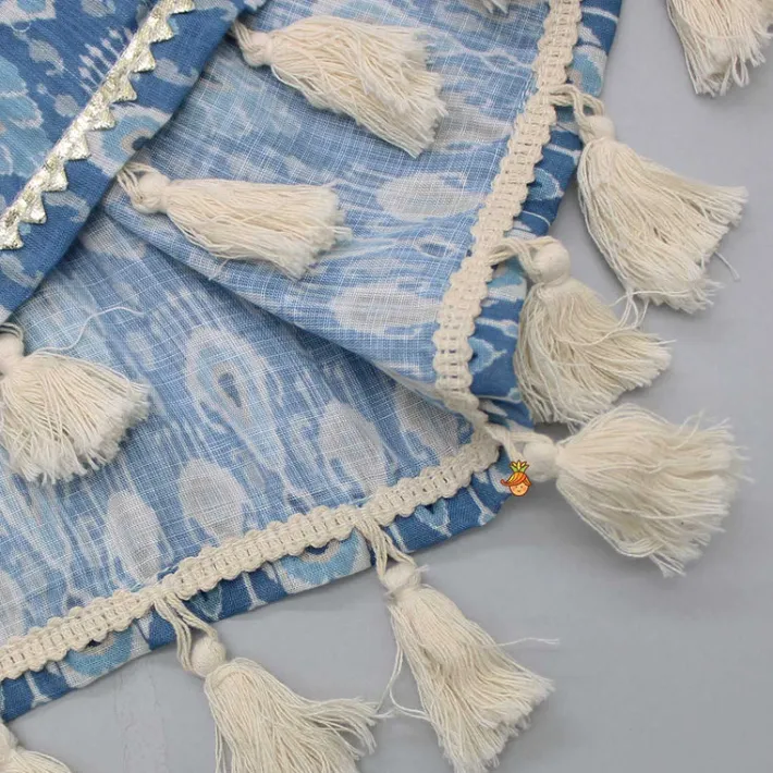 Discount Fringed Hem Flared Dual Tone Kurti And Off White Palazzo Twinning Sets | Ethnic Wear