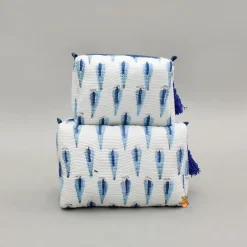 New Fringe-Detailed Blue Pouch Bags - Set Of 2 Bags