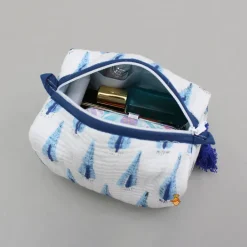 New Fringe-Detailed Blue Pouch Bags - Set Of 2 Bags