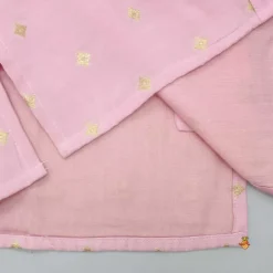Best Front Open Booti Embroidered Pink Kurta And Beige Pyjama BOY Twinning Sets | Indian Ethnic Wear