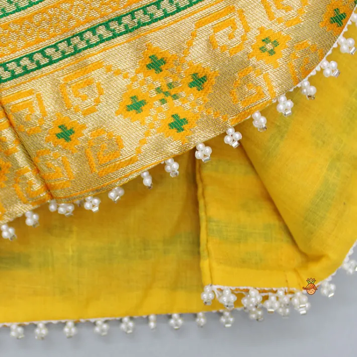 New Front Open Brocade Mustard Top And Lehenga Ethnic Wear | Lehengas & Ghagras