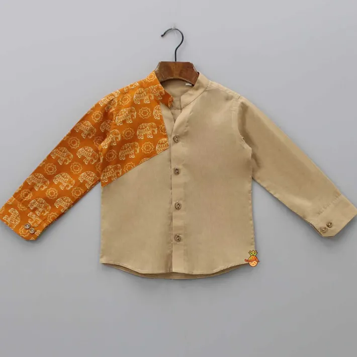 Clearance Front Open Brown Shirt And Pant BOY Indian Ethnic Wear | Ethnic Sets