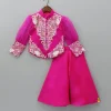 Clearance Front Open Embroidered Pink Top And Palazzo Ethnic Wear | Palazzos & Shararas