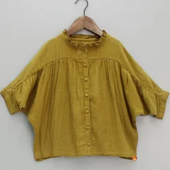 Discount Front Open Lace Detailing Mustard Top Tops & Tunics