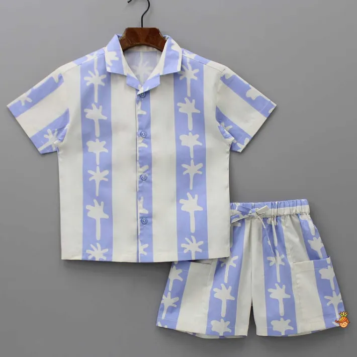 Best Front Open Shirt And Dual Pockets Detail Shorts BOY Sets