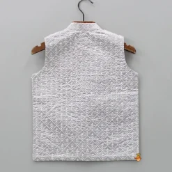 Discount Front Open Thread Embroidered Grey Jacket BOY Indian Ethnic Wear | Ethnic Jackets