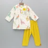 Clearance Front Placket Embroidered Kurta And Mustard Pyjama BOY Indian Ethnic Wear | Ethnic Sets
