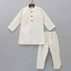 Clearance Front Placket Kurta With Gota Lace Work Beige Jacket And Pyjama BOY Indian Ethnic Wear | Ethnic Sets