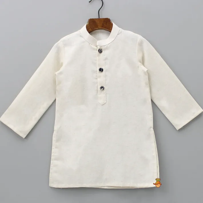 Clearance Front Placket Kurta With Gota Lace Work Beige Jacket And Pyjama BOY Indian Ethnic Wear | Ethnic Sets