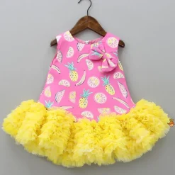 Online Fruit Printed Dual Tone Dress With Ruffle Hem Dresses & Sets | Dresses
