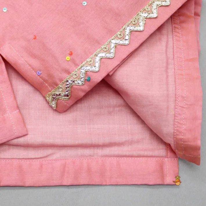 Online Ganesh Embroidered Angarkha Style Peach Kurta And Dhoti BOY Indian Ethnic Wear | Ethnic Sets
