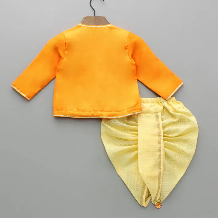 Clearance Ganesh Embroidered Kurta And Checks Dhoti BOY Indian Ethnic Wear | Ethnic Sets