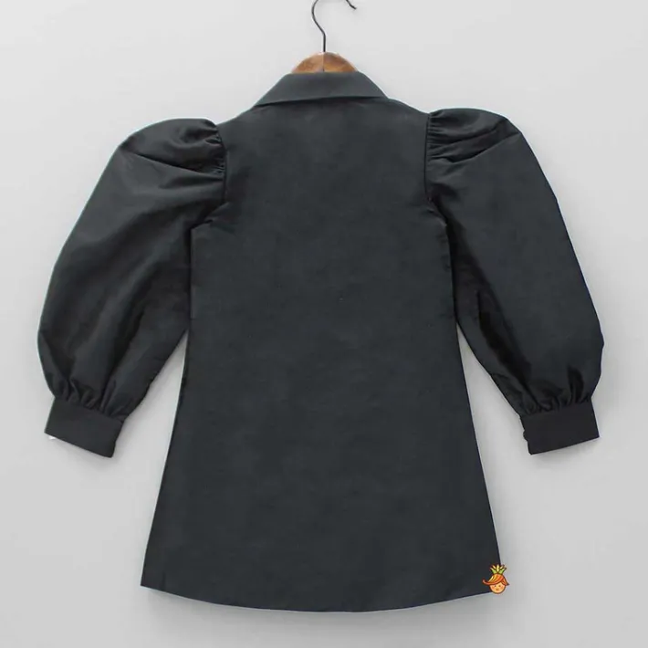 Best Giraffe Embroidered Black Collared Neck Dress Dresses & Sets | Dresses
